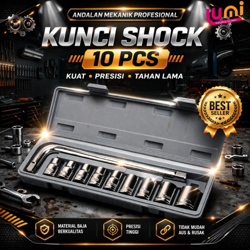 Kunci Sok Set 10 Pcs Multifungsi Motor & Mobil