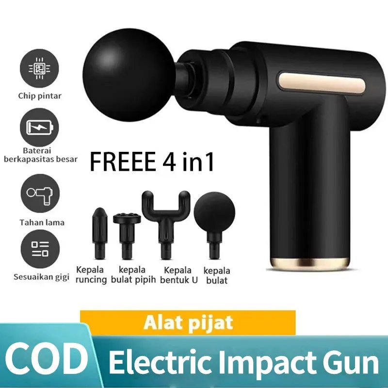 Massage Gun Pijat Elektrik Deep Tissue 4 in 1